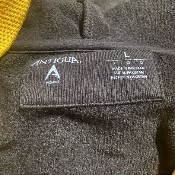 Antigua Black Yellow Pittsburg Penguins V Neck Hockey Hoodie Sweatshirt - Picture 4 of 5